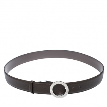Pre Owned Bvlgari Chocolate Brown Leather Bvlgari Bvlgari Belt 110CM