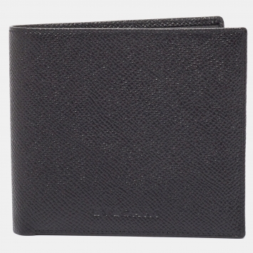 Pre Owned Bvlgari Black Grained Leather Bifold Wallet