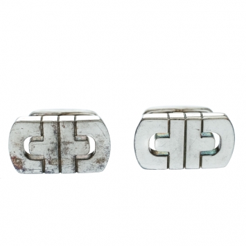 Pre Owned Bvlgari Parentesi Motif Silver Cufflinks