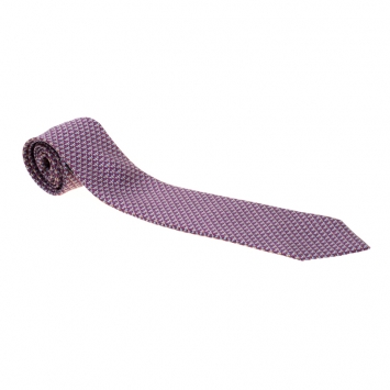Pre Owned Bvlgari Purple Dragonfly Print Sevenfold Silk Tie