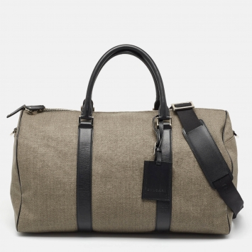 Bvlgari Black/Beige Coated Canvas Duffle Bag