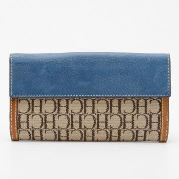 Pre Owned Carolina Herrera Monogram Canvas and Leather Continental Wallet 
