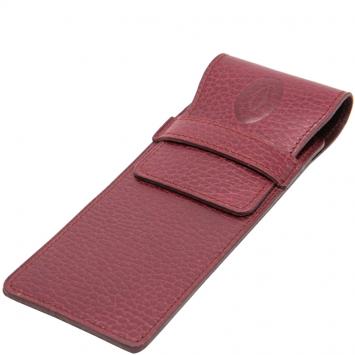 Pre Owned Cartier Maroon Vintage Pen Case Leather