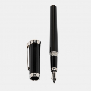 Pre Owned Cartier Art Deco Black Resin Red Cabochon Fountain Pen