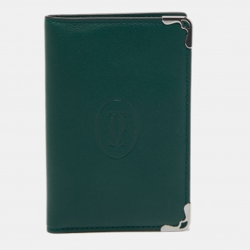 Pre Owned Cartier Green Leather Must De Cartier Card Holder