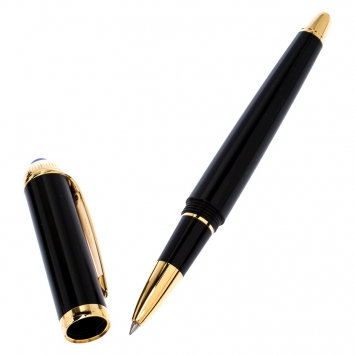 Pre Owned Cartier Roadster De Cartier Black Composite Gold Tone Rollerball Pen
