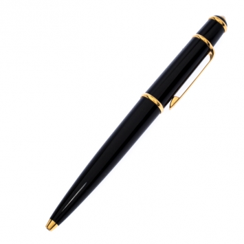 Pre Owned Cartier Diabolo de Cartier Black Lacquer Gold Tone Ballpoint Pen