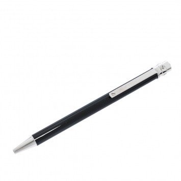 Pre Owned Cartier Santos De Cartier Black Lacquer Palladium Plated Ballpoint Pen