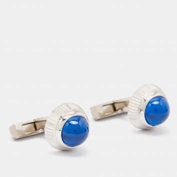 Pre Owned Cartier Blue Spinel & Silver Cufflinks