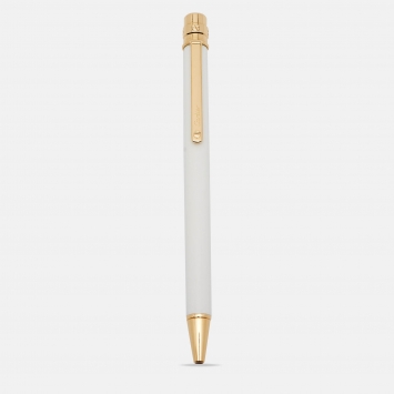 Pre Owned Cartier  Santos de Cartier White Lacquer Gold Tone Ballpoint Pen