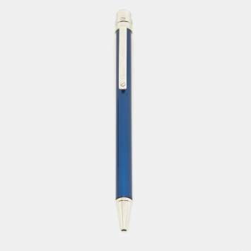 Pre Owned Cartier Santos de Cartier Blue Lacquer Silver Tone Ballpoint Pen