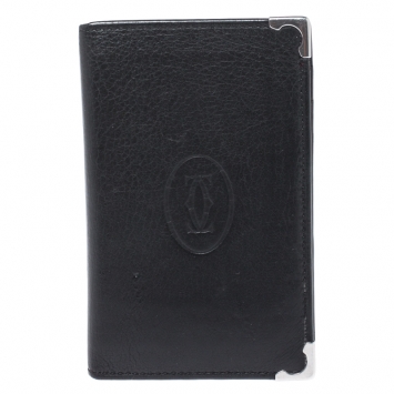 Pre Owned Cartier Black Leather Must De Cartier Card Holder