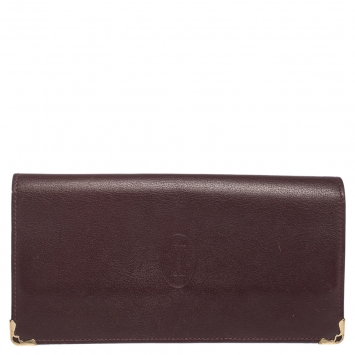 Pre Owned Cartier Burgundy Leather Must de Cartier Continental Wallet
