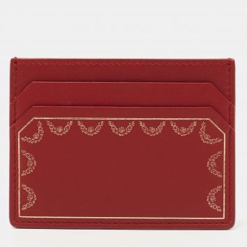 Pre Owned Cartier Red Leather Guirlande de Cartier Card Holder