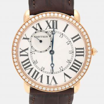 Pre Owned Cartier Ronde Louis Diamond Manual Winding Rose Gold Men's Wristwatch 42 mm