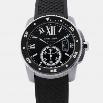 Pre Owned Cartier Caliber de Cartier W7100056 Black Stainless Steel Automatic Men's Watches 42mm