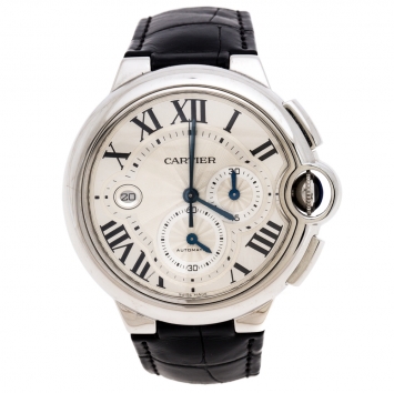 Pre Owned Cartier Silver Stainless Steel Ballon Bleu 3109 Men's Wristwatch 44MM