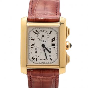 Pre Owned Cartier Silver Dial 18K Yellow Gold Tank Francaise 1830 Men's Watch