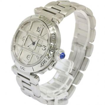 Pre Owned Cartier Silver Stainless Steel Pasha Men's Wristwatch 38MM