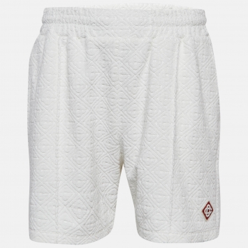 Pre Owned Casablanca White Embossed Terry Cotton Shorts L