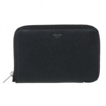Pre Owned Celine Black Leather Medium Zipped Around Wallet