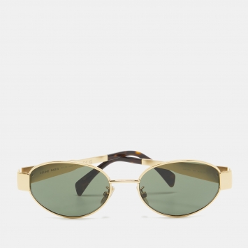 Pre Owned Celine Gold/Green CL40235U Triomphe Oval Sunglasses
