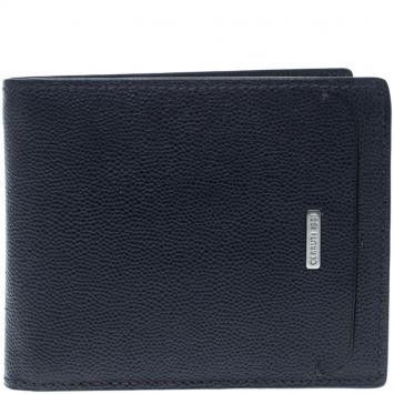 Pre Owned Cerruti 1881 Navy Blue Leather Baku Bifold Wallet
