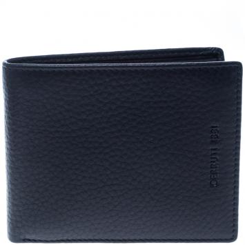 Pre Owned Cerruti 1881 Dark Blue Leather Derby Bifold Wallet