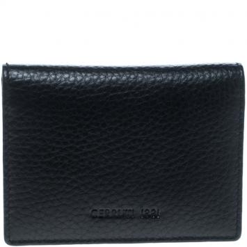 Pre Owned Cerruti 1881 Black Leather Derby Card Case
