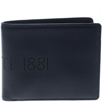 Pre Owned Cerruti 1881 Navy Blue Leather Carson Bifold Wallet