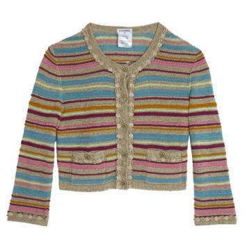 Pre Owned Chanel Resort 2011 Striped Crop Jacket M