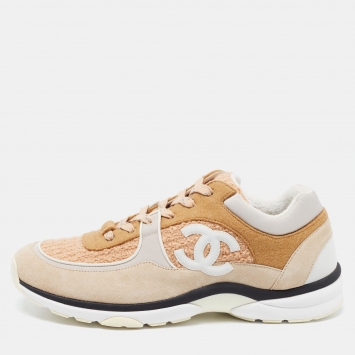 Chanel Multicolor Suede and Tweed CC Low To Sneakers Size 46