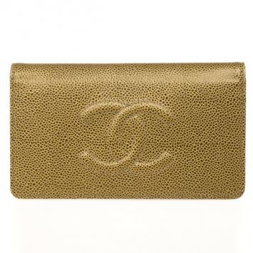 Pre Owned Chanel Bronze Caviar Leather CC Bifold Wallet