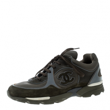 Pre Owned Chanel Tricolor Suede and Fabric CC Sneakers Size 41