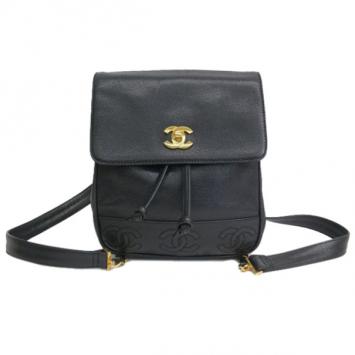 Pre Owned Chanel Black CC Caviar Backpack