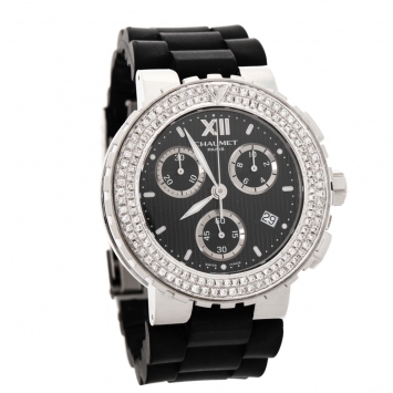 Pre Owned Chaumet Black Stainless Steel Diamond Class One 625B Men's Wristwatch 40 MM