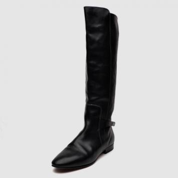 Pre Owned Chloe Black Leather Knee Length Flat Boots Size 41