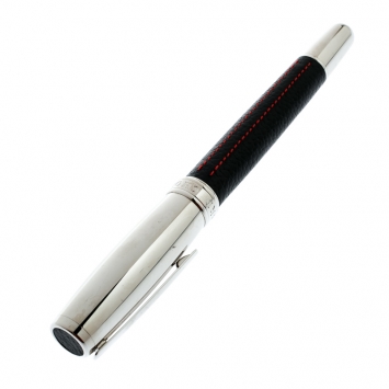 Pre Owned Chopard Il Classico Black Leather Palladium Finish Rollerball Pen