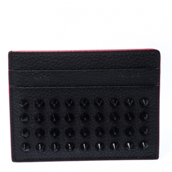 Pre Owned Christian Louboutin Black Leather Kios Card Holder