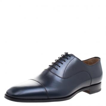 Pre Owned Christian Louboutin Oxford Blue Leather Greggo  Lace Up Oxfords Size 43