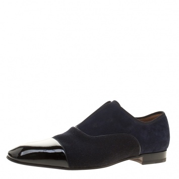 Pre Owned Christian Louboutin Two Tone Suede and Felt Alpha Male Slip On Oxford Loafers Size 43.5