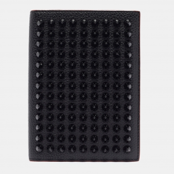 Pre Owned Christian Louboutin Black Leather Empire Spikes Passport Holder