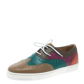 Pre Owned Christian Louboutin Multicolor Brogue Leather Golfito Wingtip Sneakers Size 41