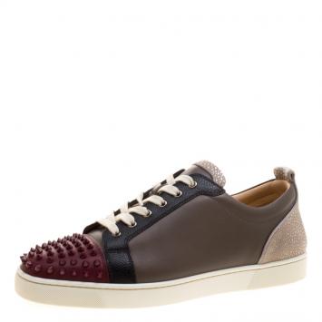 Pre Owned Christian Louboutin Multicolor Version Mastic Leather Louis Junior Spikes Sneakers Size 47
