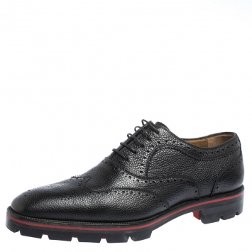 Pre Owned Christian Louboutin Black Brogue Leather Charlie Me Oxfords Size 43
