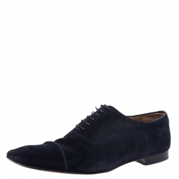 Pre Owned Christian Louboutin Oxford Blue Suede Greggo  Lace Up Oxfords Size 43