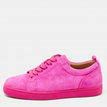Pre Owned Christian Louboutin Pink Suede Louis Junior Sneakers Size 40
