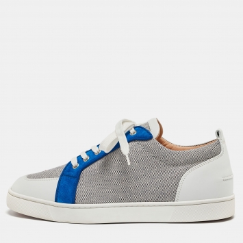 Pre Owned Christian Louboutin Multicolor Canvas and Leather Rantulow Low Top Sneakers Size 44