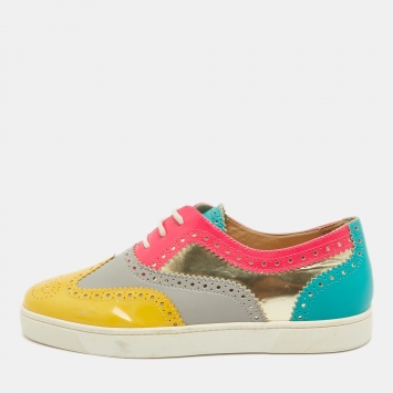 Pre Owned Christian Louboutin Multicolor Brogue Leather Golfito Wingtip Sneakers Size 43