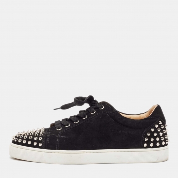 Pre Owned Christian Louboutin Black Suede Vieira 2 Sneakers Size 42